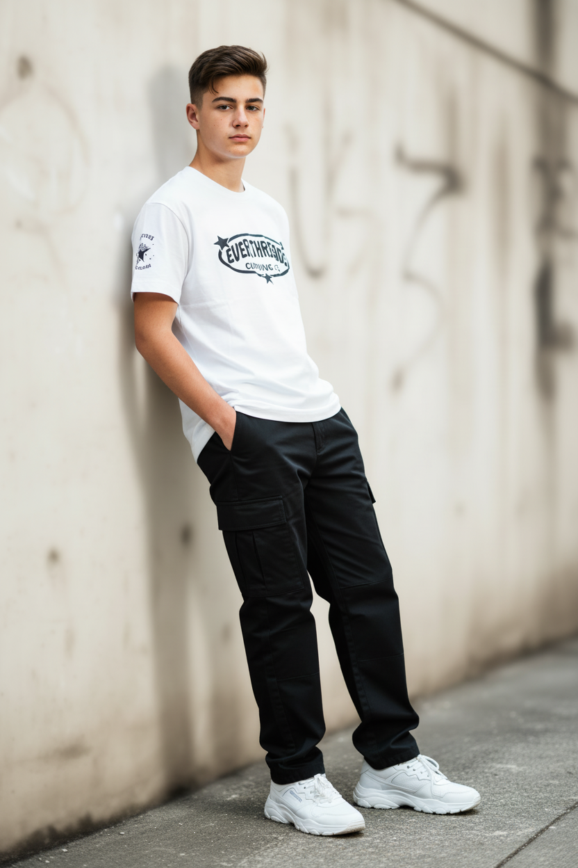 Teenage boy in Everthreads tee - light background